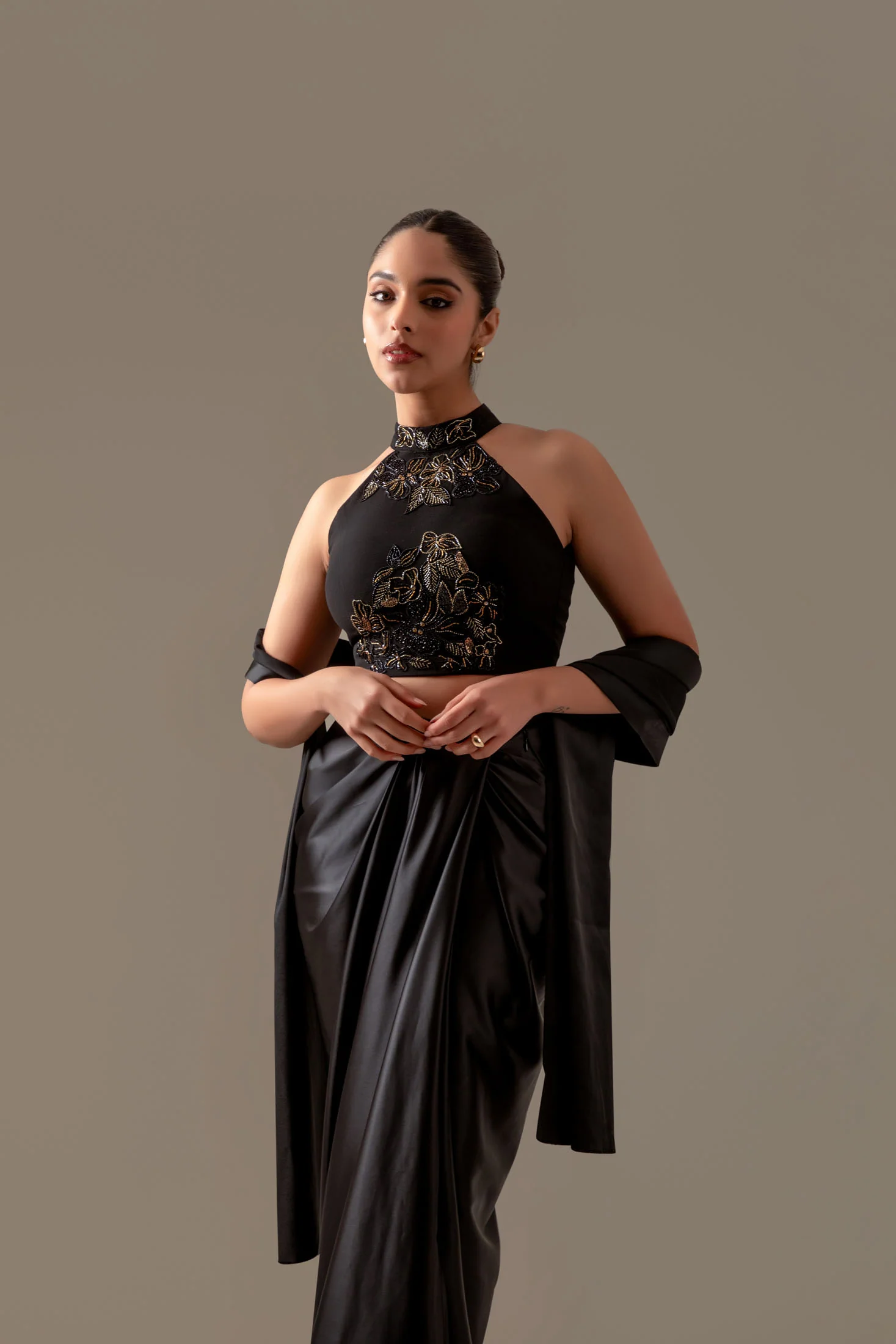 Black Draped Skirt Set - Image 8
