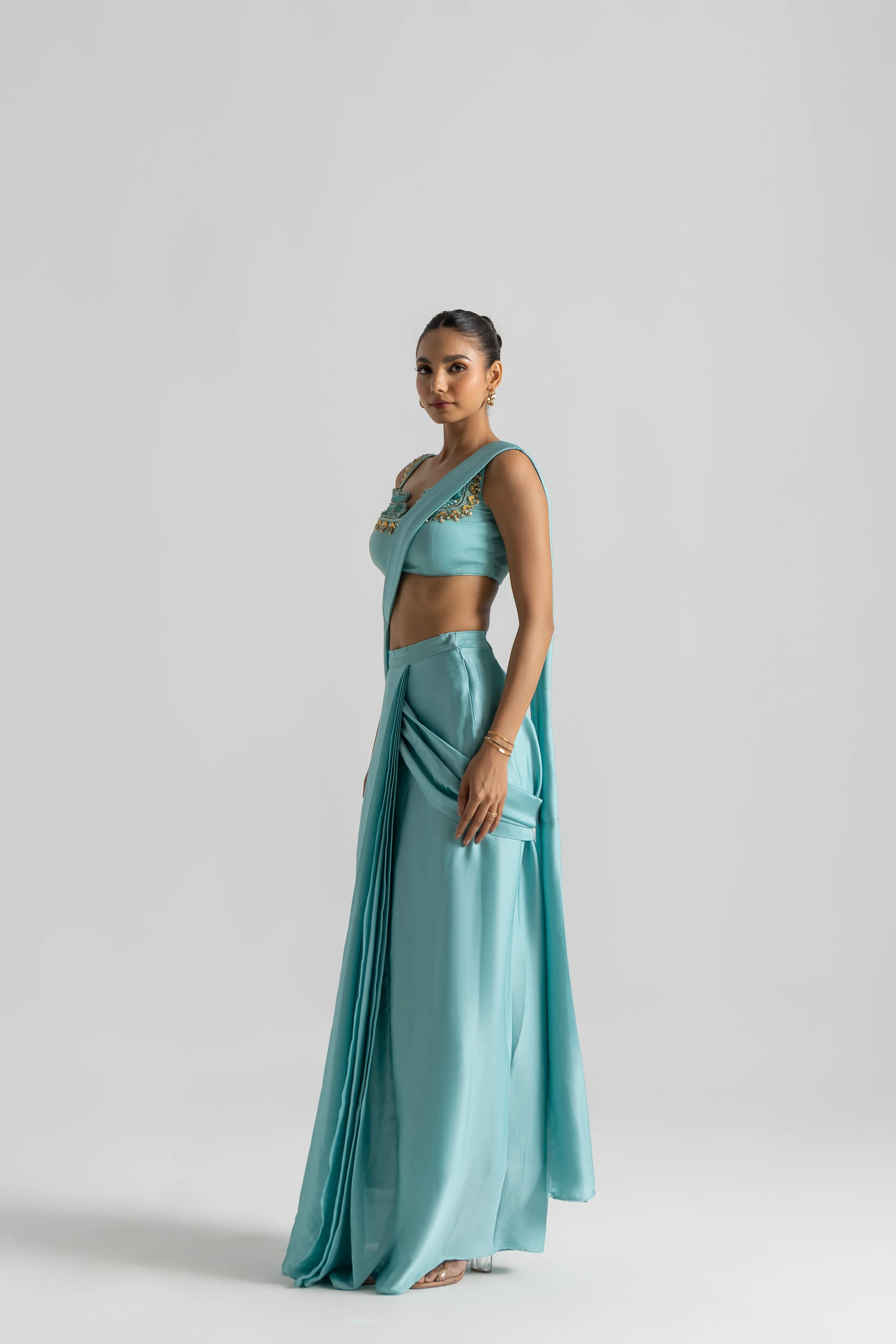 Frozen Blue Saree - Image 3