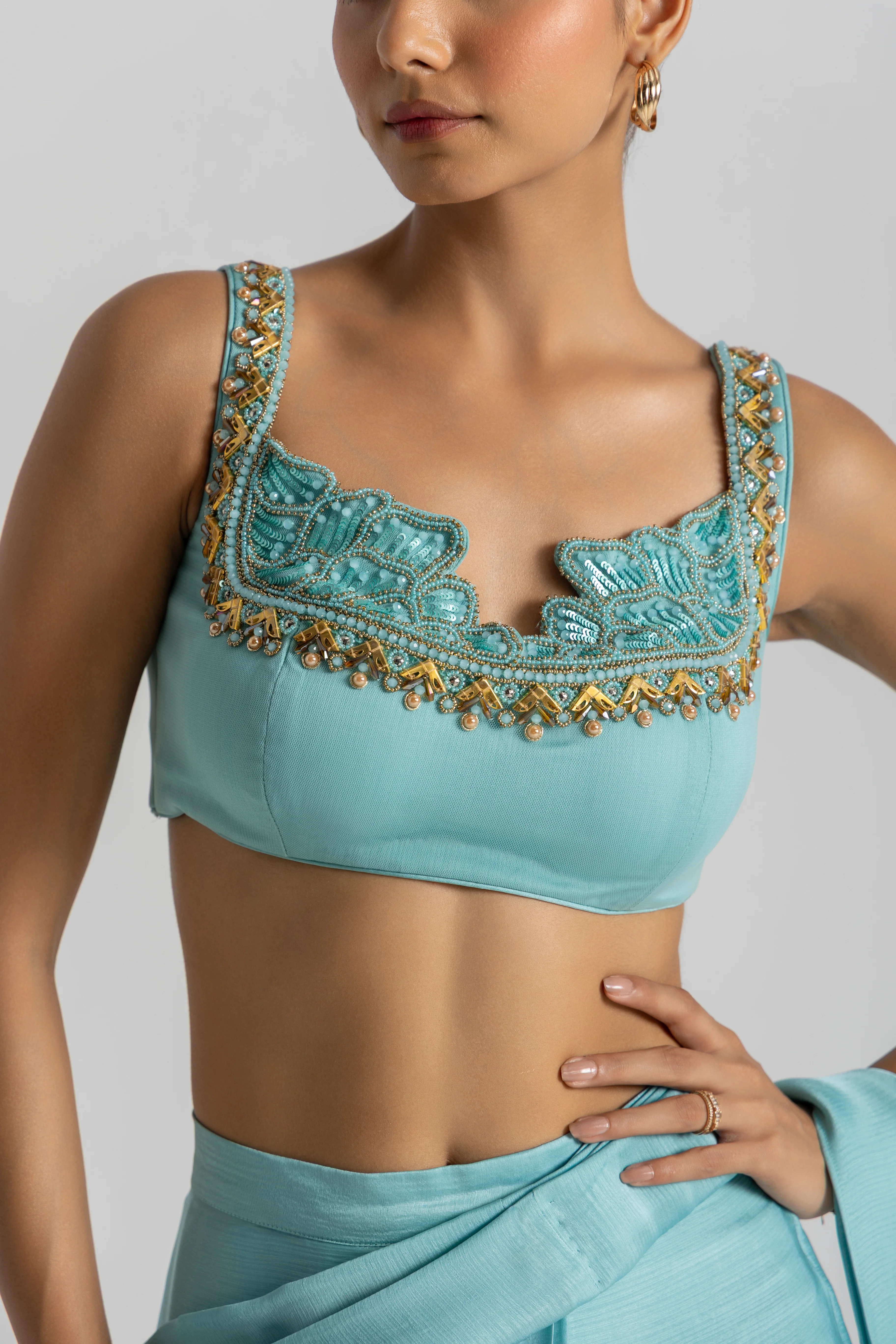 Frozen Blue Saree - Image 6