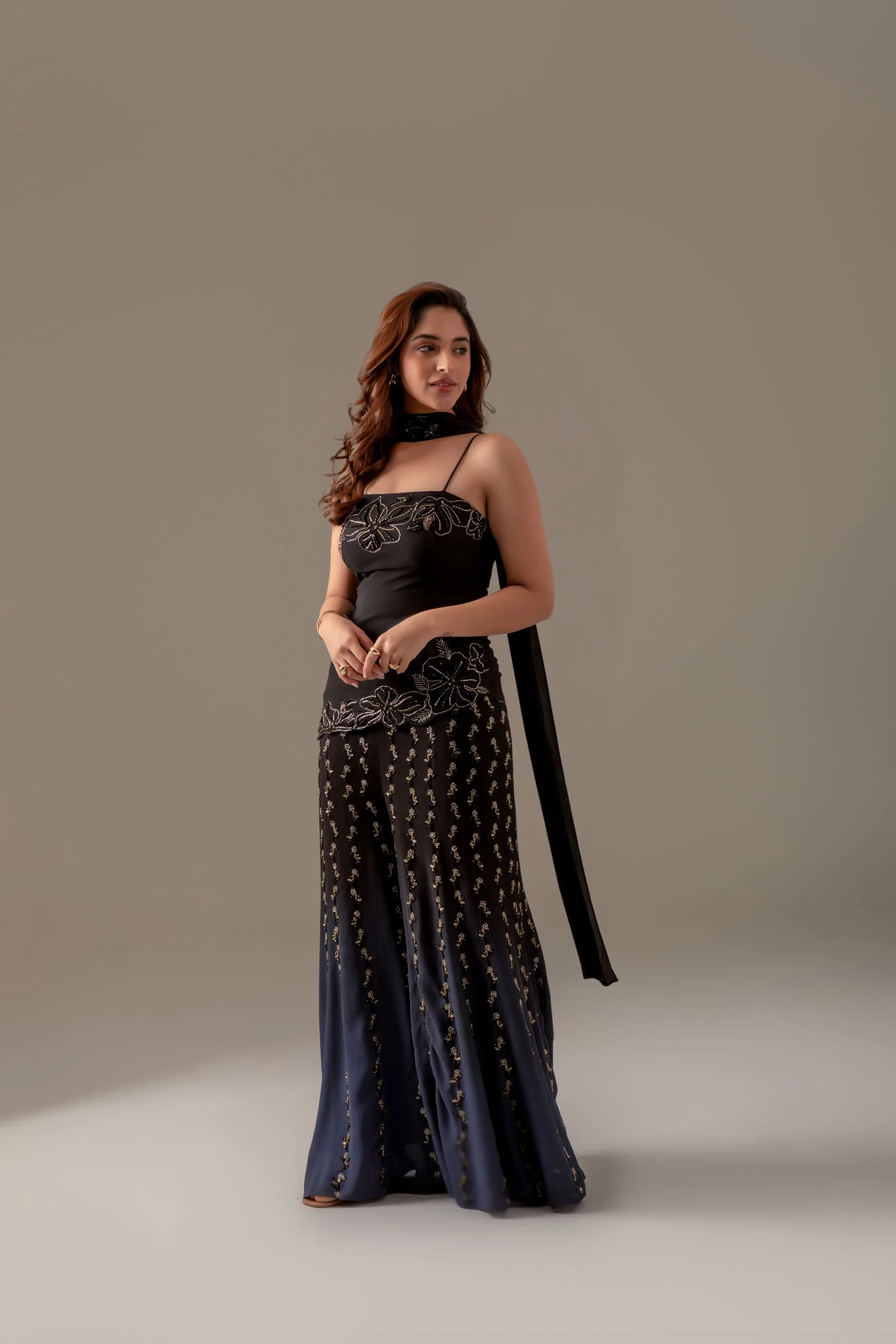 Black Ombre Sharara Set - Image 11