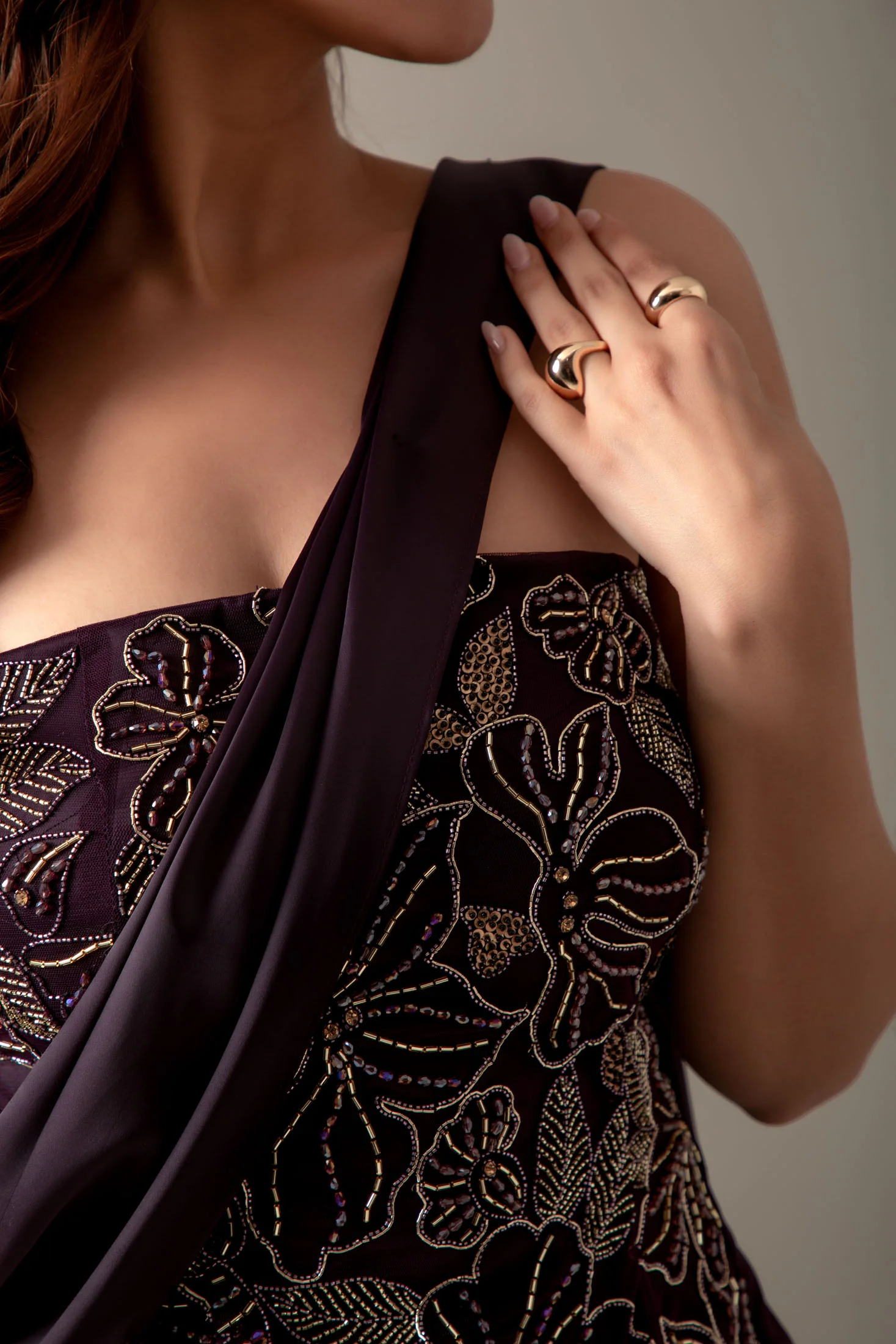 Plum Corset Saree - Image 11