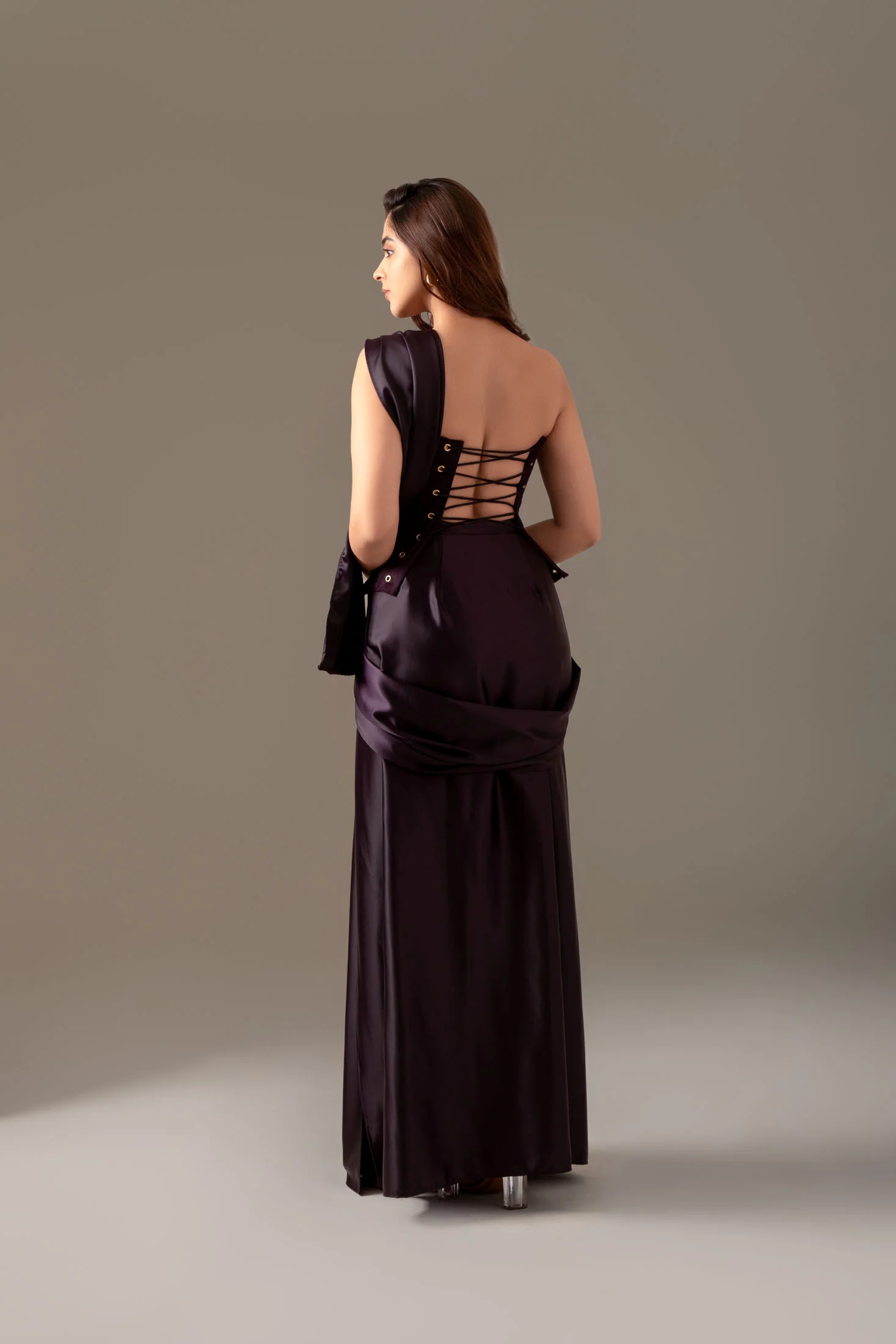 Plum Corset Saree - Image 6