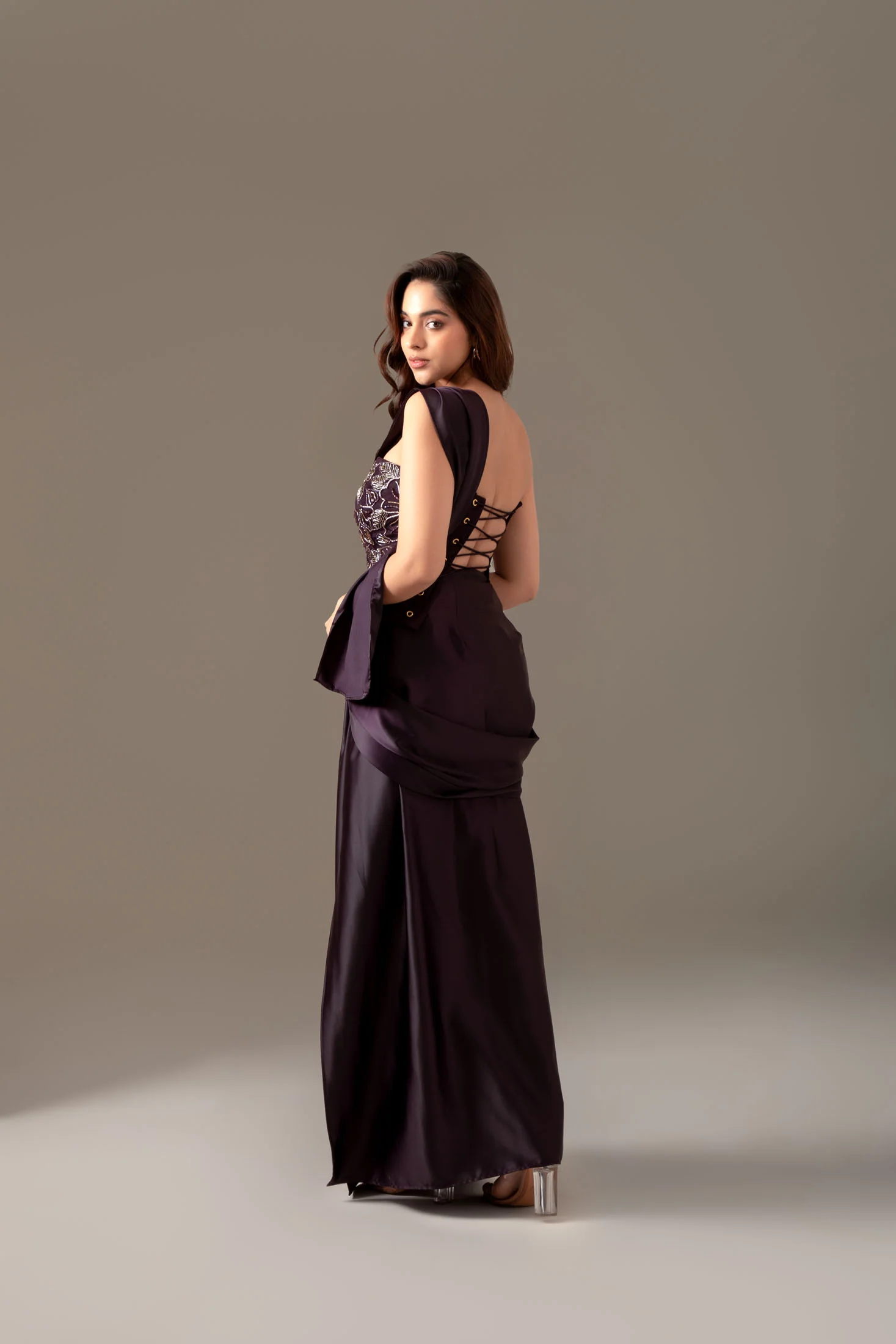 Plum Corset Saree - Image 7