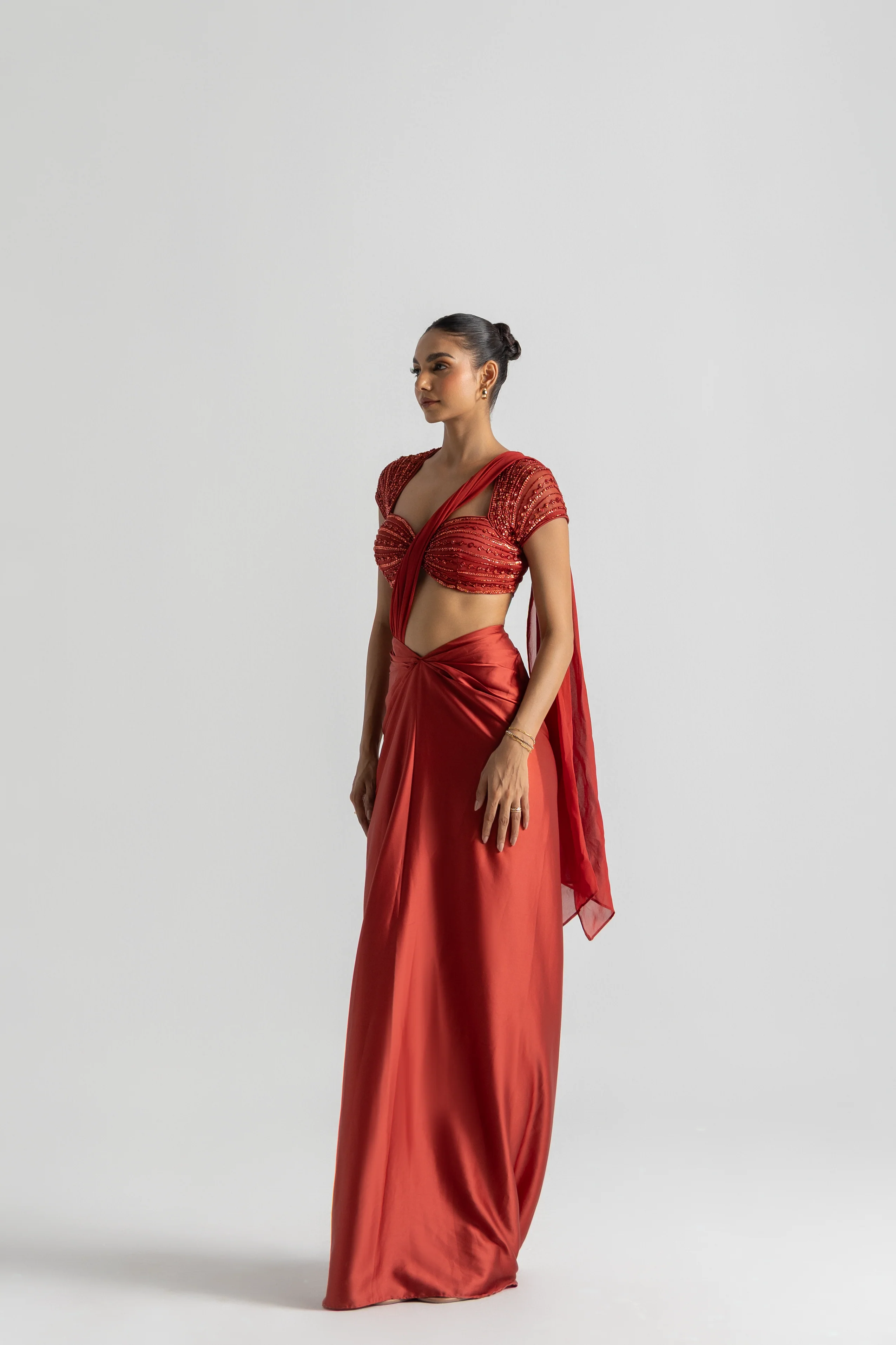 Smoked Rust Saree - Image 3