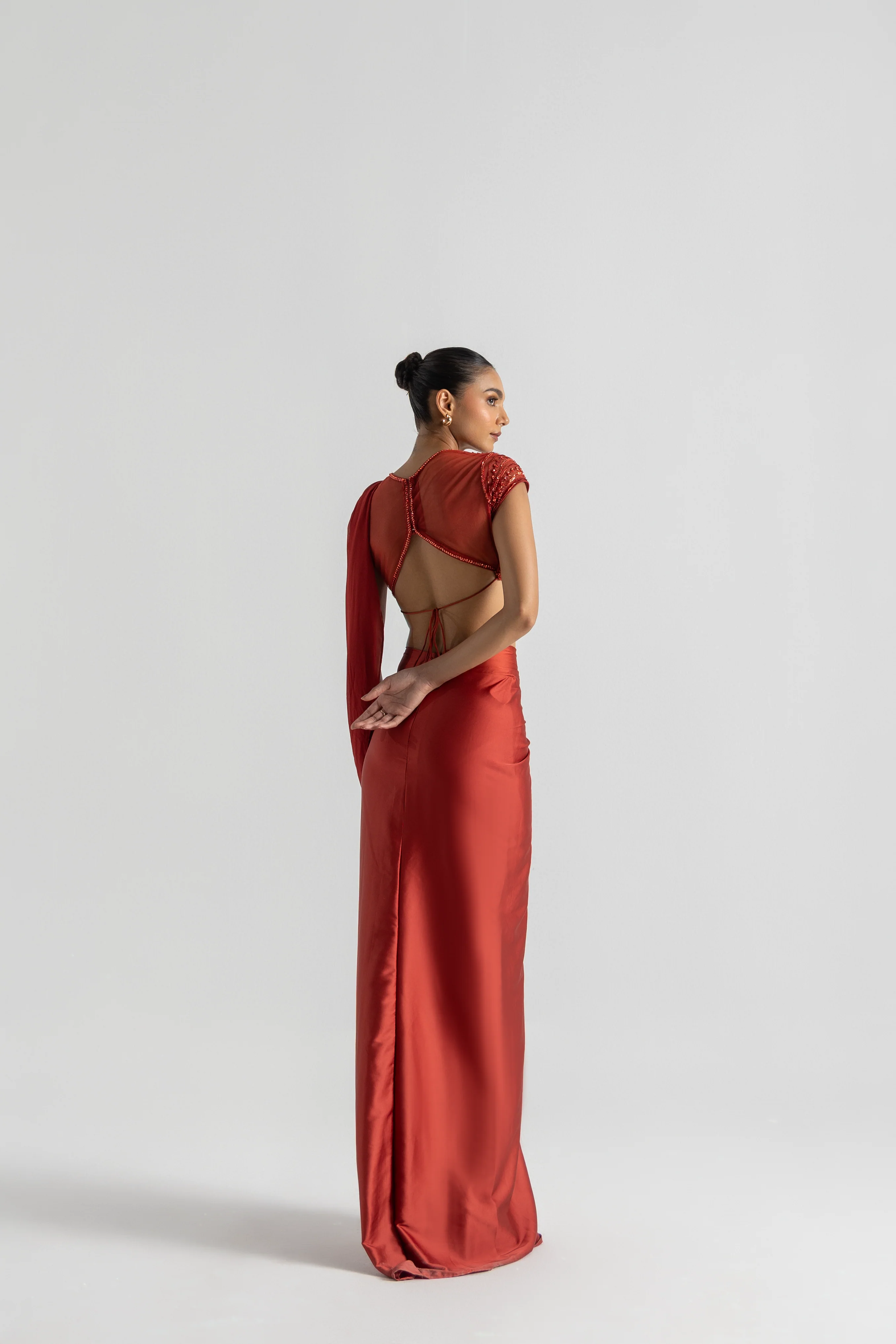 Smoked Rust Saree - Image 4