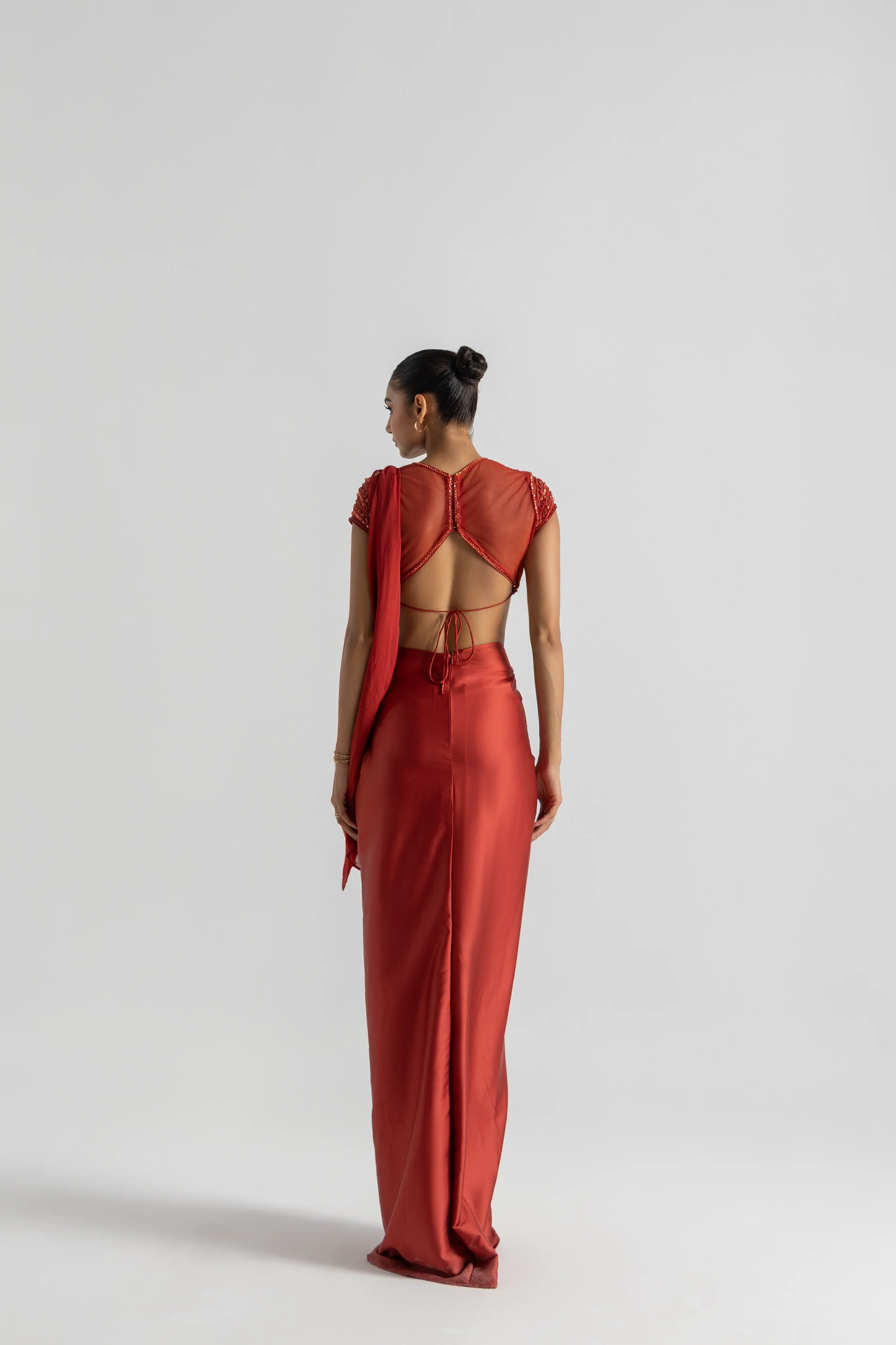 Smoked Rust Saree - Image 5