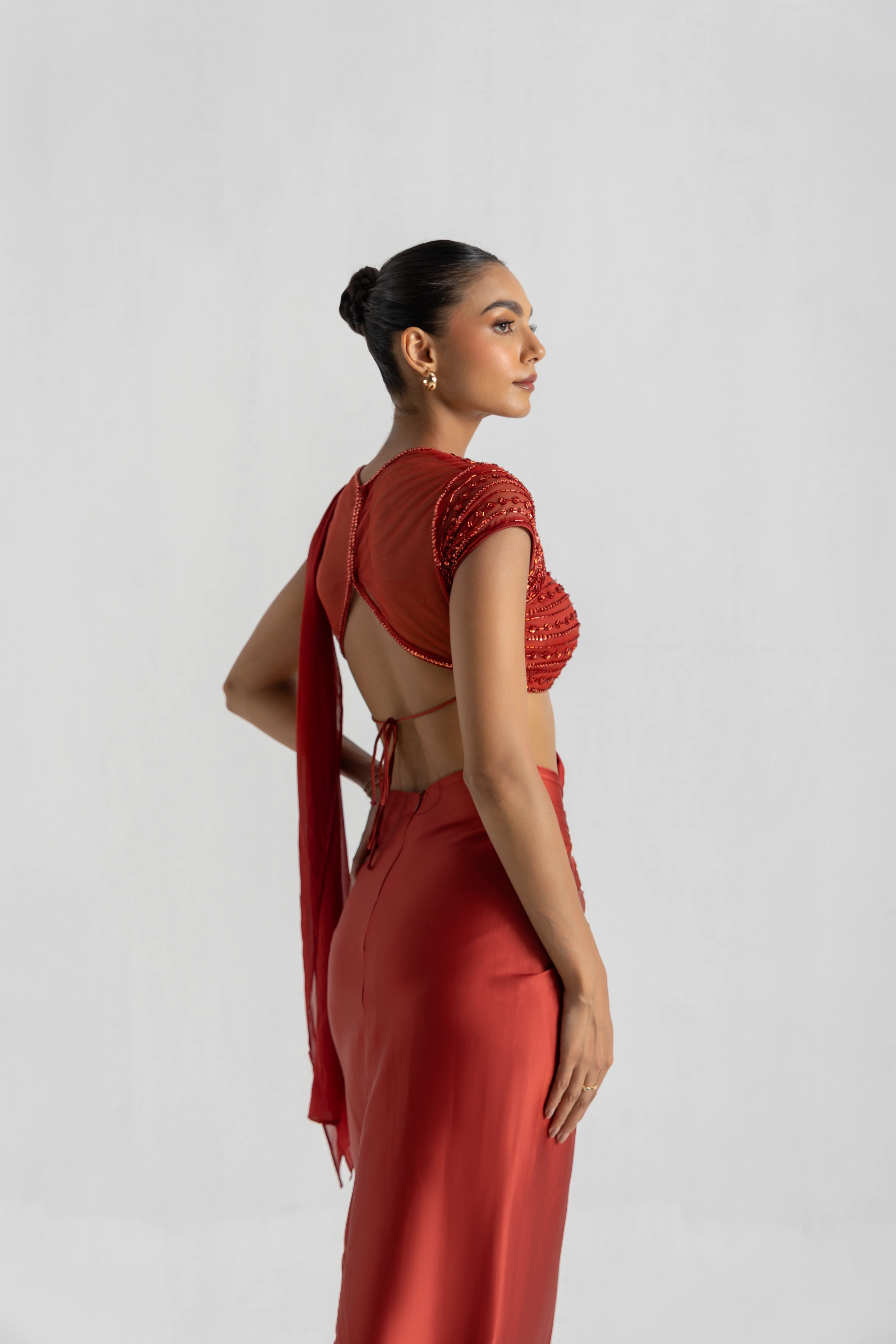 Smoked Rust Saree - Image 6