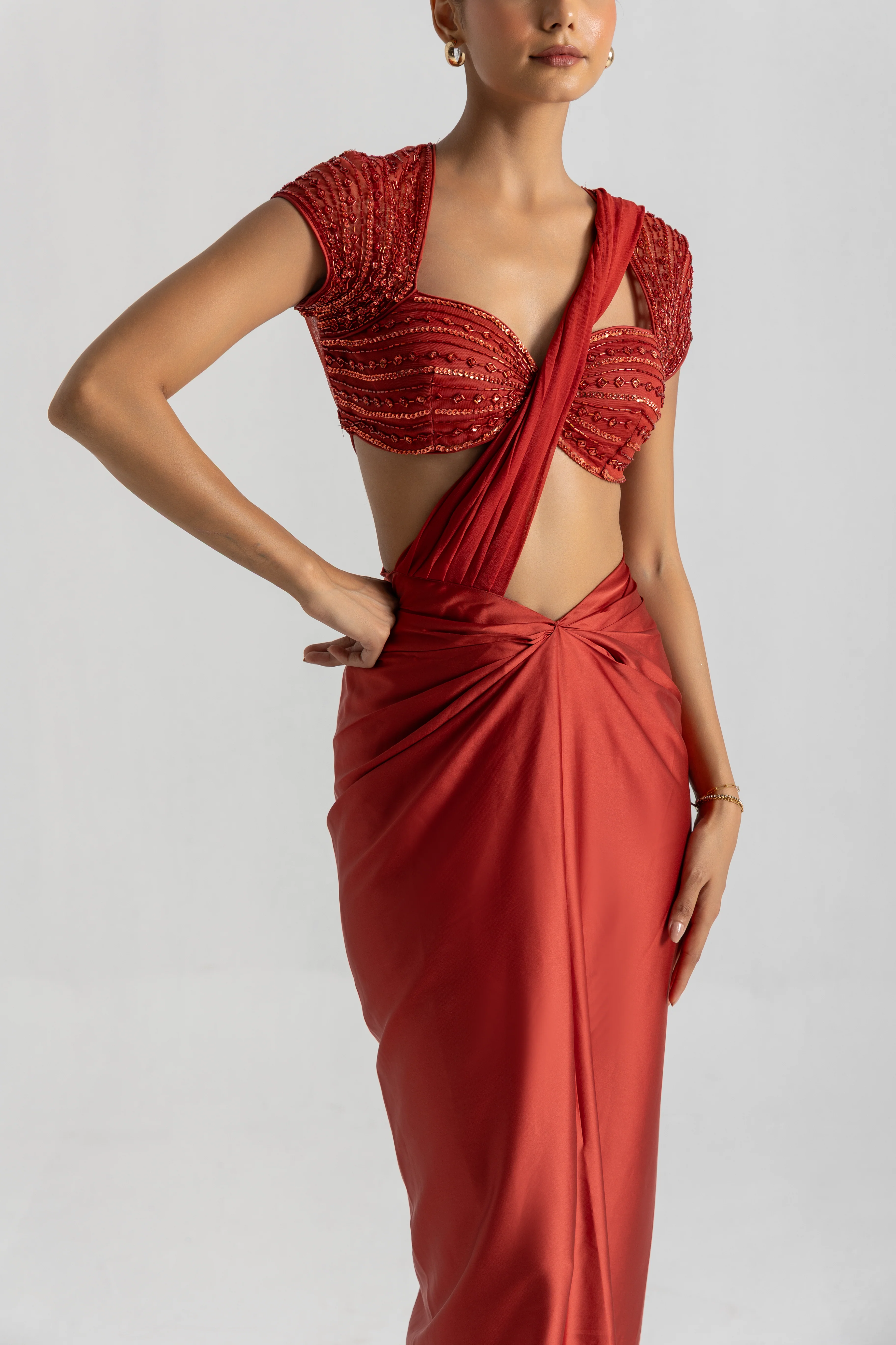 Smoked Rust Saree - Image 7