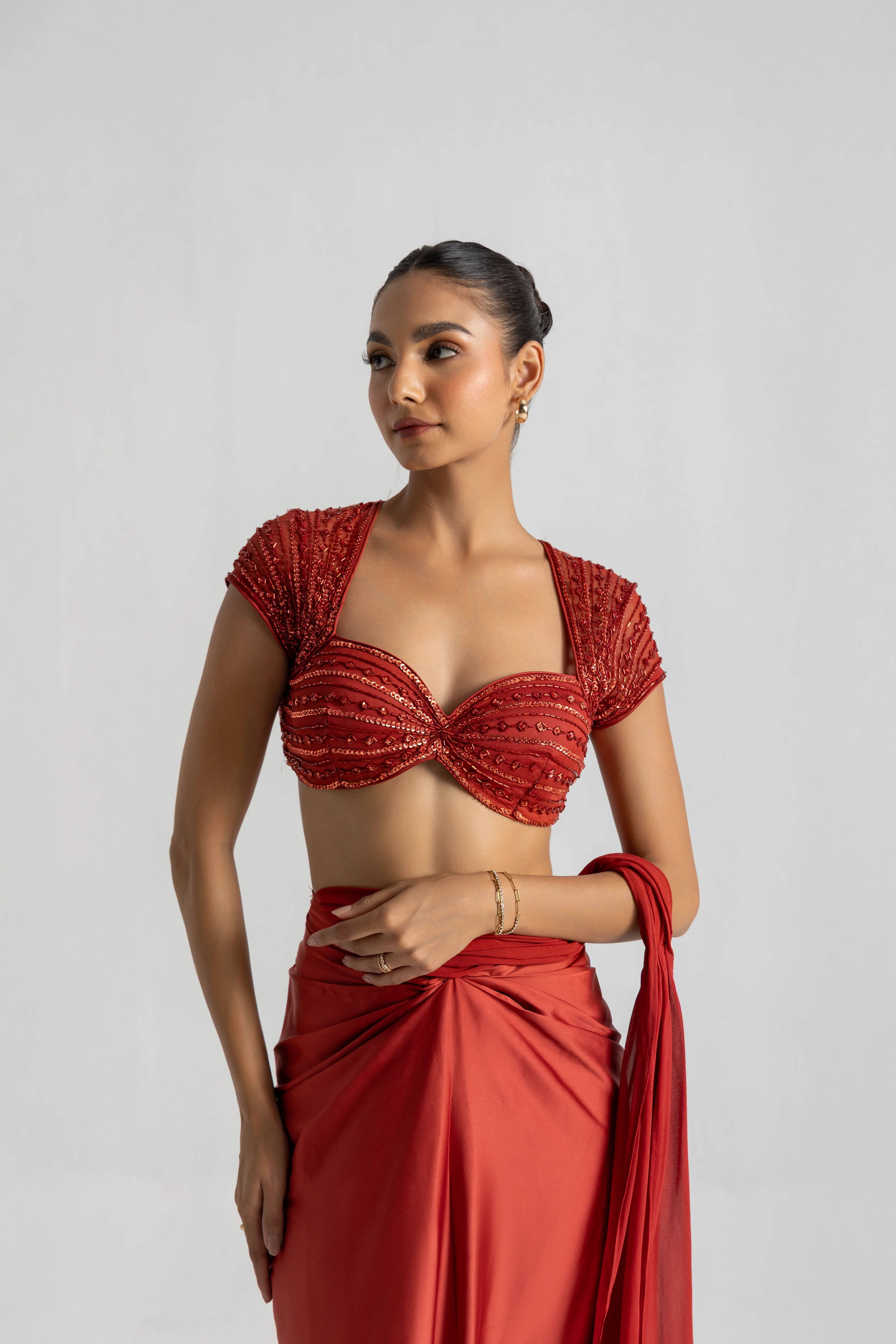 Smoked Rust Saree - Image 8